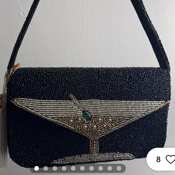 MARTINI BLACK BEADED BAG! New - Picture 1 of 4